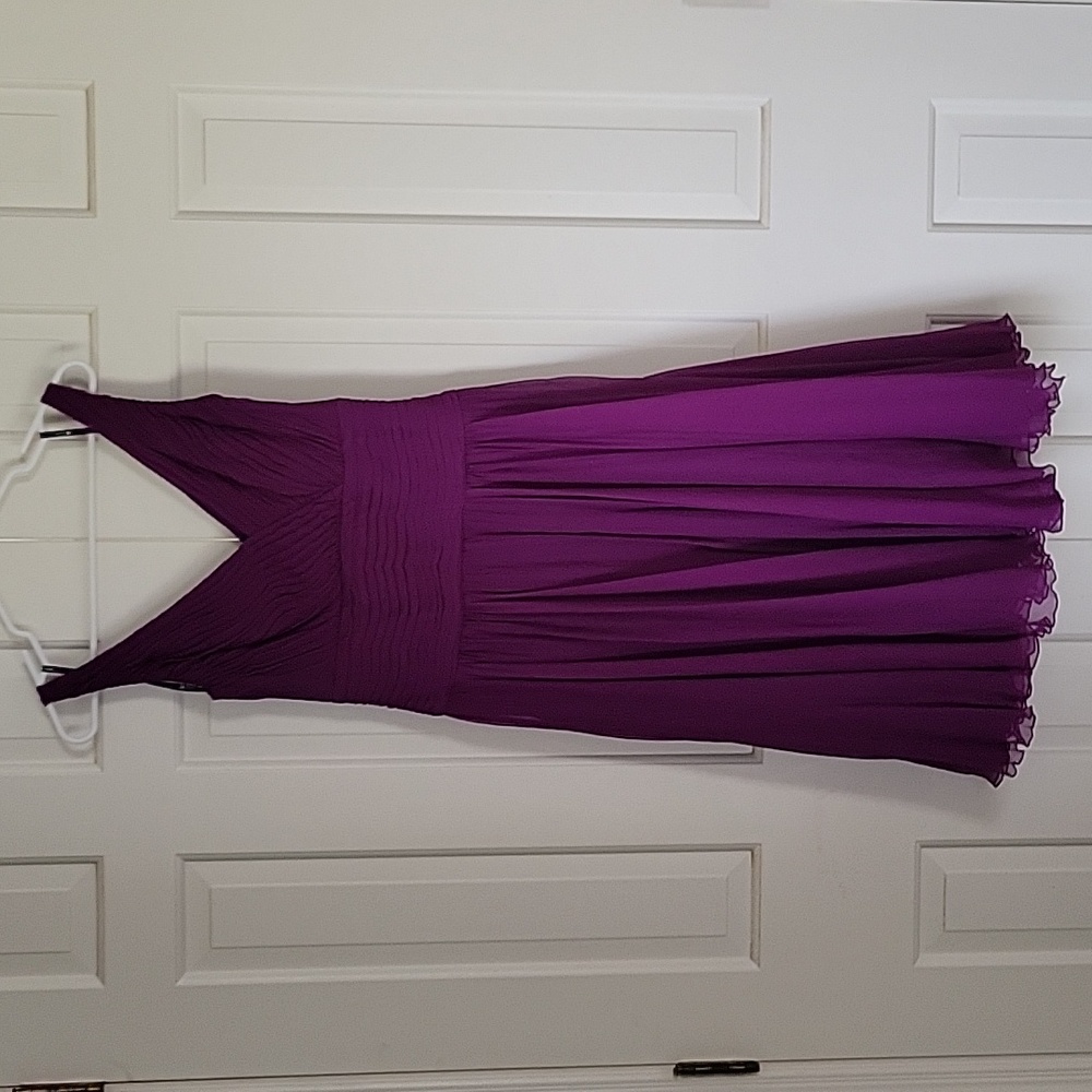 Tadashi Collection Womens Royal Purple silk midi dress sleeveless sz 8